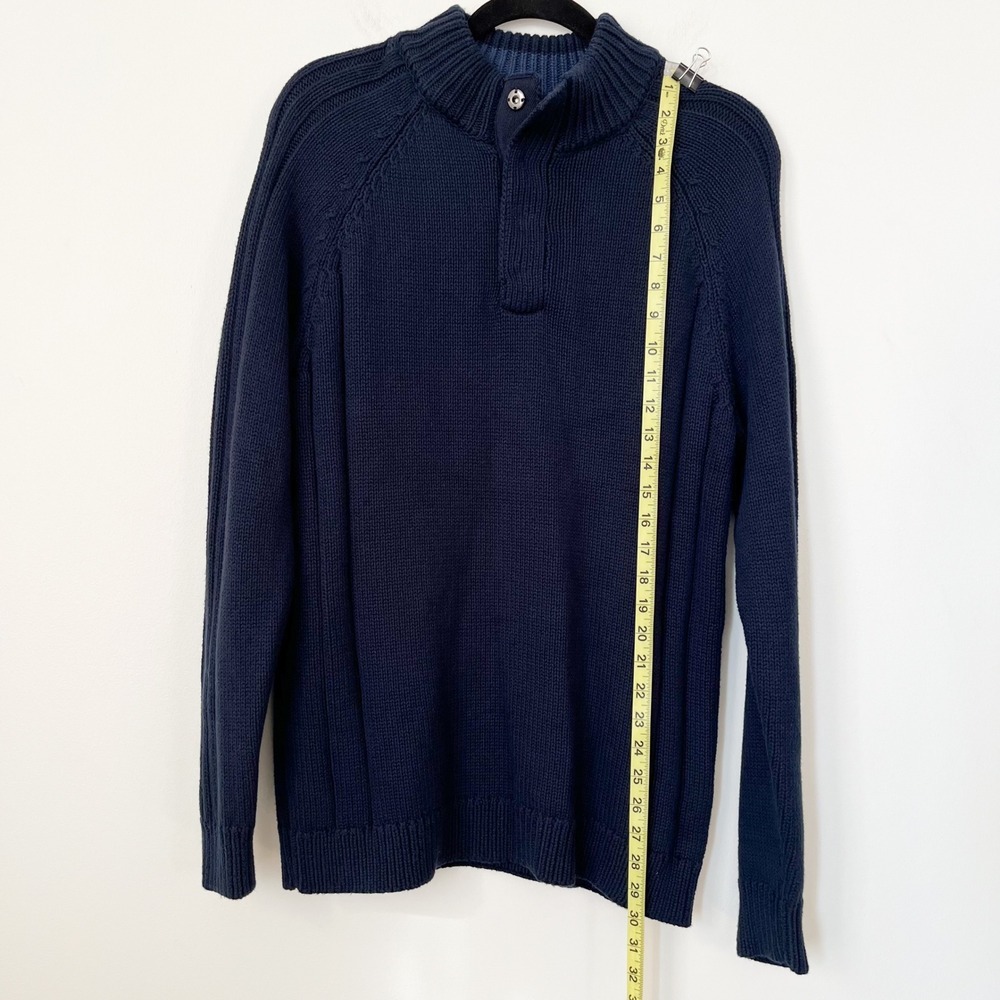 NWT Flag & Anthem 1/4 Snap Heavyweight Knit Mock Neck Sweater Mens Medium Navy - Picture 6 of 11